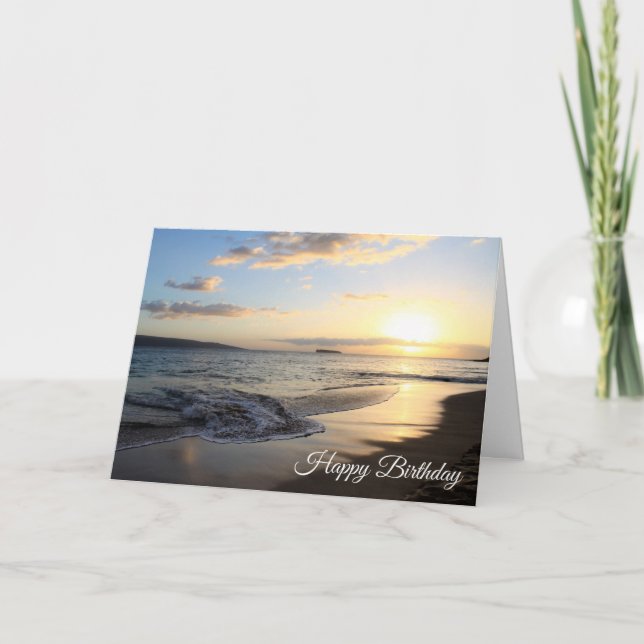 Carte Anniversaire du joli coucher de soleil sur la plag (Devant)