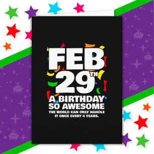Carte Anniversaire du jour intercalaire - Cadeau d'anniv
