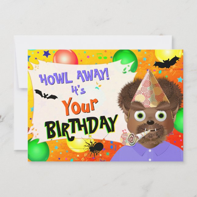 Carte Anniversaire du loup-garou d'Halloween (Devant)