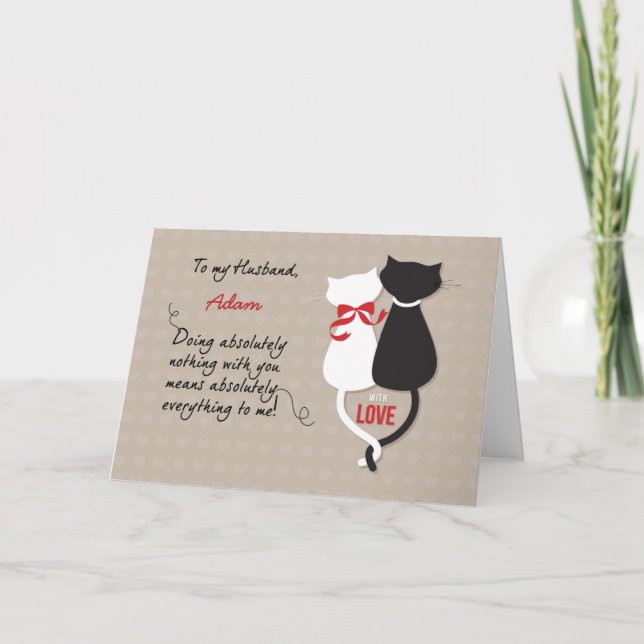 Carte Anniversaire du mari Personnalisez les chats d'amo (Devant)