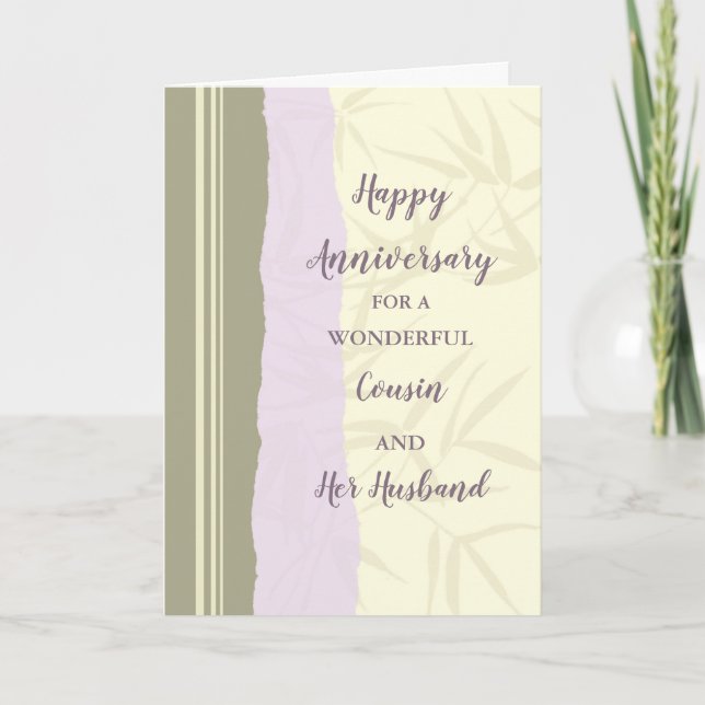 Carte Anniversaire du Mariage de la Cousin moderne et de (Devant)