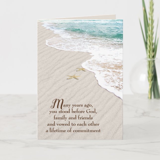 Carte Anniversaire du Mariage de la plage Starfish (Devant)