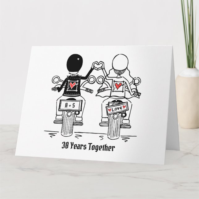 Carte Anniversaire du Mariage de motocyclette personnali (Devant)