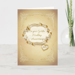 Carte Anniversaire du Mariage d'or, 50e