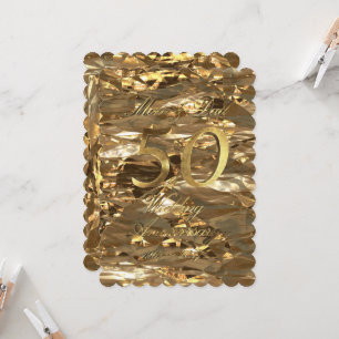 Carte Anniversaire du Mariage d'or Parents d'or Élégant