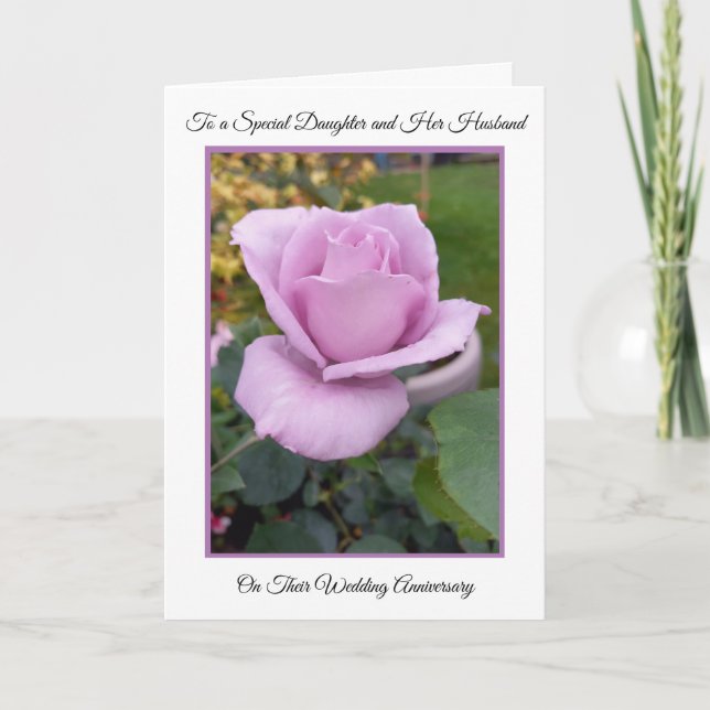 Carte Anniversaire Du Mariage rose De La Fille Et Du Mar (Devant)