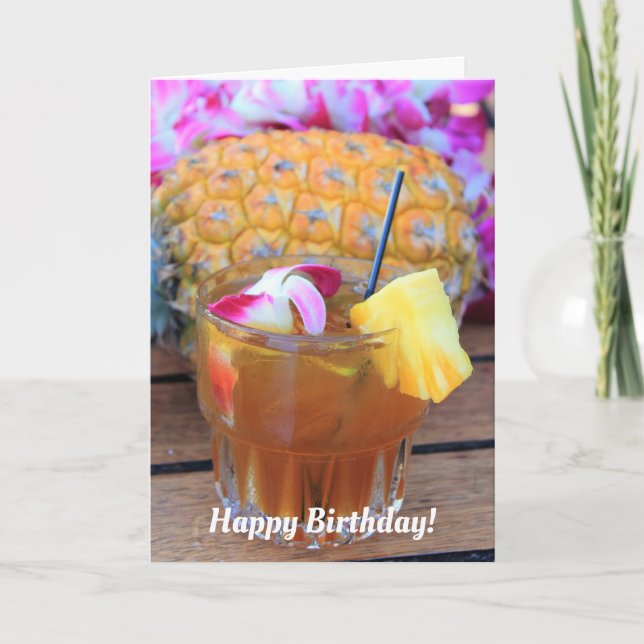 Carte Anniversaire du Maui Mai Tai et de l'ananas (Devant)