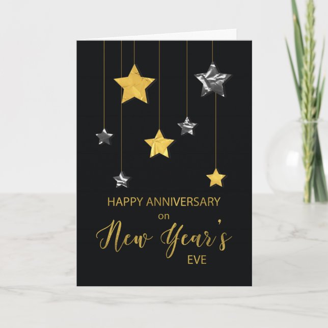 Carte Anniversaire du nouvel an Eve Gold et Silver Look (Devant)