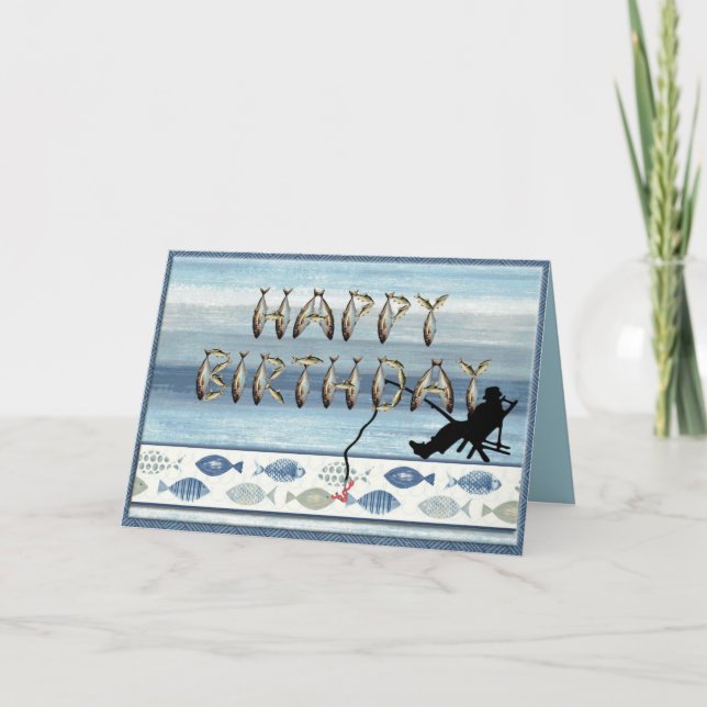 Carte Anniversaire du pêcheur éditable (Devant)