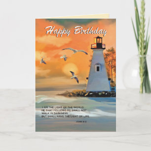 Carte Anniversaire du phare, Ciel doré, Religieux