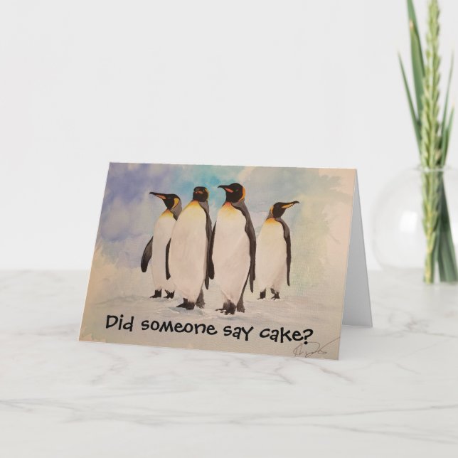 Carte Anniversaire du pingouin "Le Clan" (Devant)