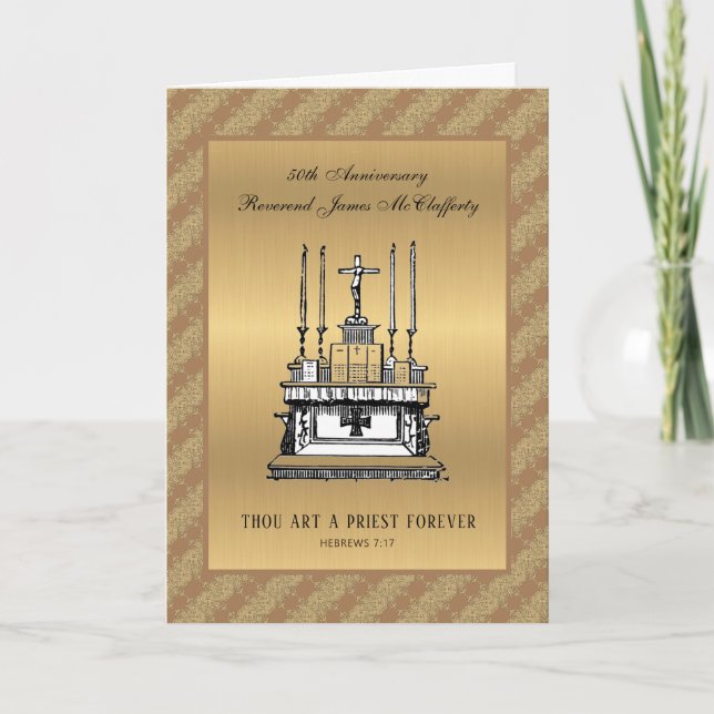 Carte Anniversaire du prêtre catholique Ordination voitu (Devant)