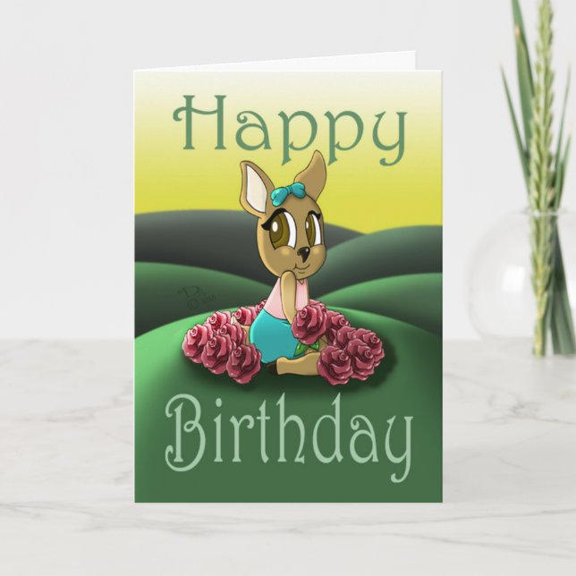 Carte Anniversaire du Rose des animaux de cerfs (Devant)