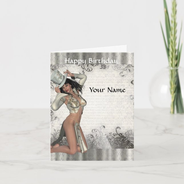 Carte Anniversaire du showgirl en argent (Devant)