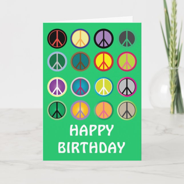 Carte Anniversaire du signe de paix de hippie 60s (Devant)