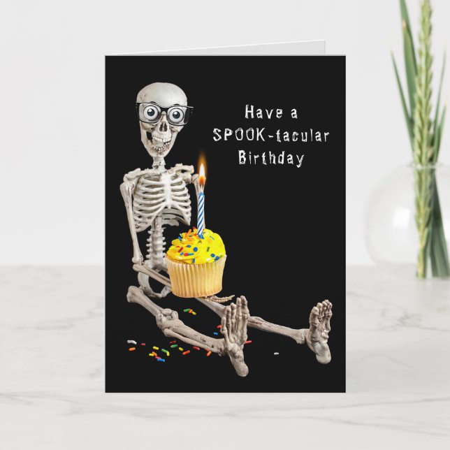 Carte Anniversaire du squelette d'Halloween (Devant)
