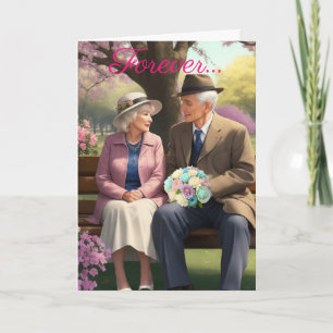 Carte Anniversaire du Vieux Couple dans le Parc