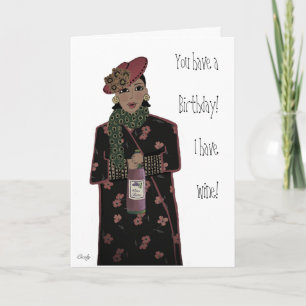 Carte Anniversaire du vin de dame afro-américain