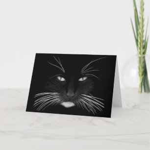 Carte Anniversaire du visage de chat noir