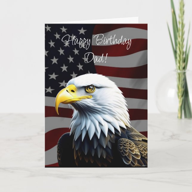 Carte Anniversaire d'un aigle et d'un drapeau américain (Devant)