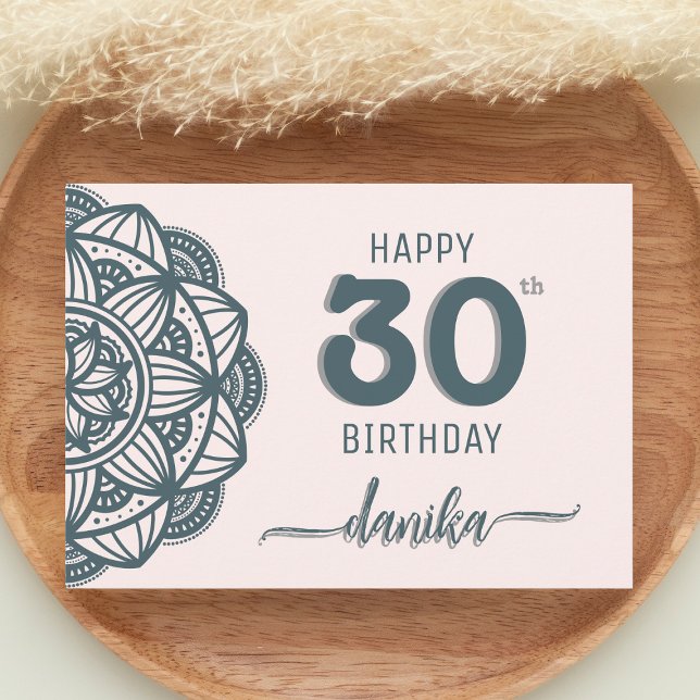 Carte Anniversaire élégant de Mandala Turquoise et rose (Créateur téléchargé)