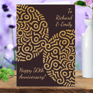Carte Anniversaire élégant du Mariage Mandala en or roug