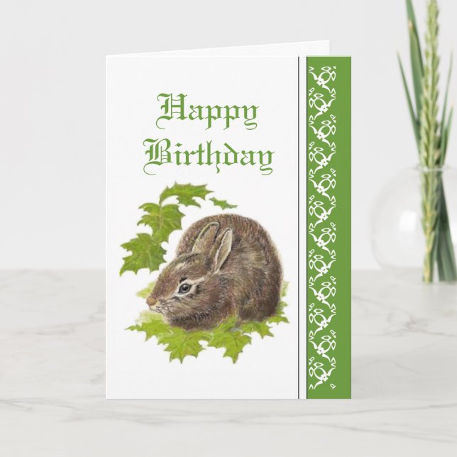 Carte Anniversaire Élégant, lapin lapin mignon (Devant)
