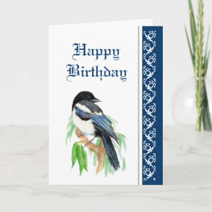 Carte Anniversaire élégant, Magpie, Bird Nature Faune
