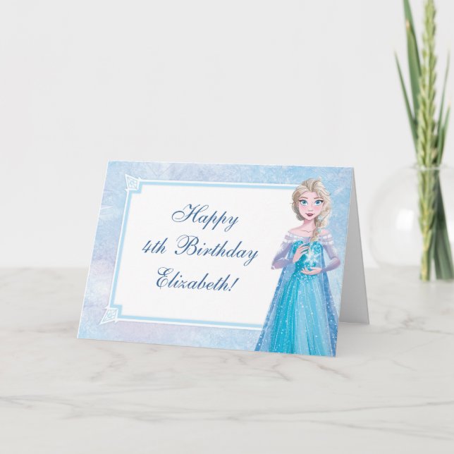 Carte Anniversaire Elsa congelée de Disney (Devant)