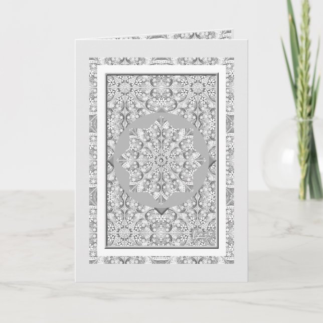 Carte Anniversaire en dentelle céramique gris (Devant)