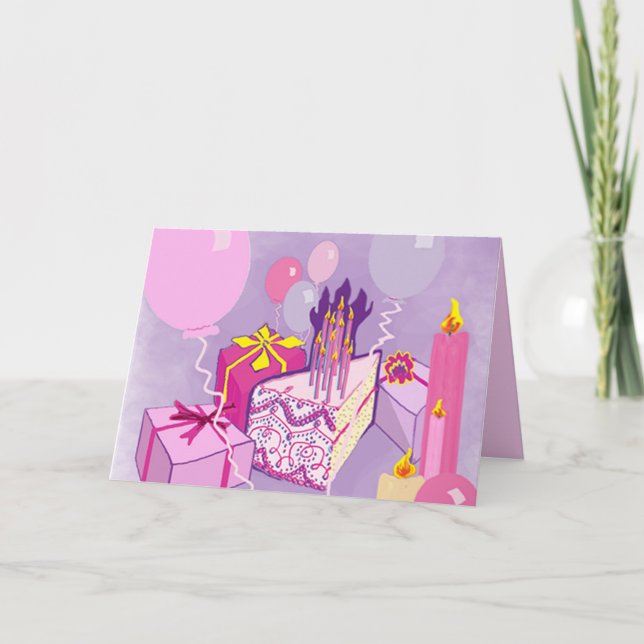 Carte ANNIVERSAIRE en PINKS Card (Devant)