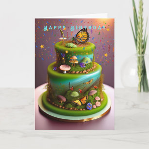 Carte Anniversaire Enchanted Forest Papillons Champignon