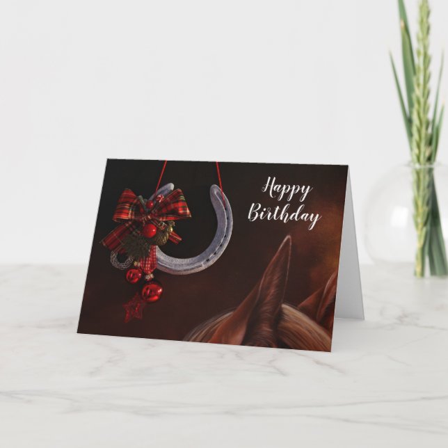 Carte Anniversaire équestre Hanging Horseshoe Photo (Devant)