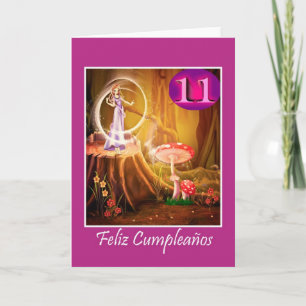 Carte Anniversaire espagnol pour fille de 11 ans avec fé