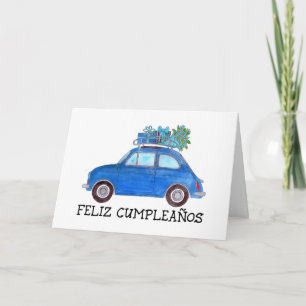 Carte Anniversaire espagnol Retro Fiat 500