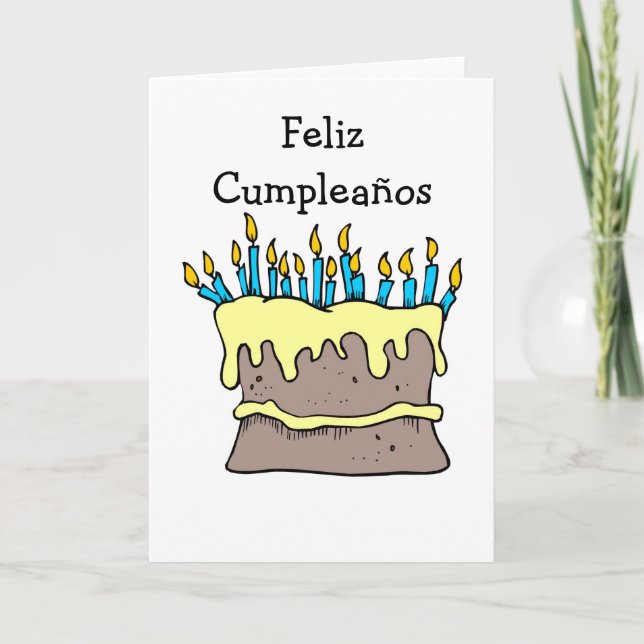 Carte Anniversaire Espagnole Gâteau (Devant)