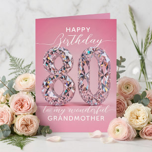Carte Anniversaire étincelant de diamant rose glamour 80