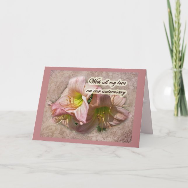 Carte Anniversaire - Fancy Pink Daylilies (Devant)