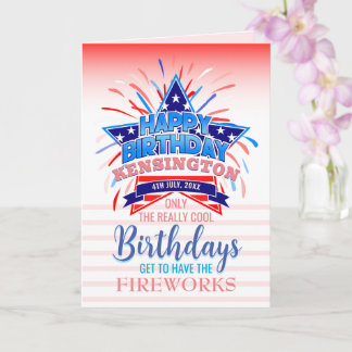 Carte Anniversaire Fantaisiste du 4 Juillet avec Feux d'