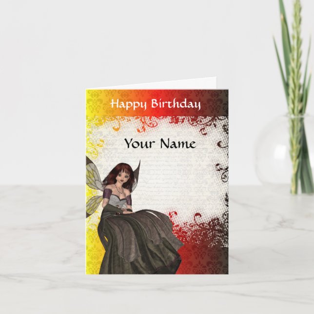 Carte Anniversaire féerique gothique mignon (Devant)