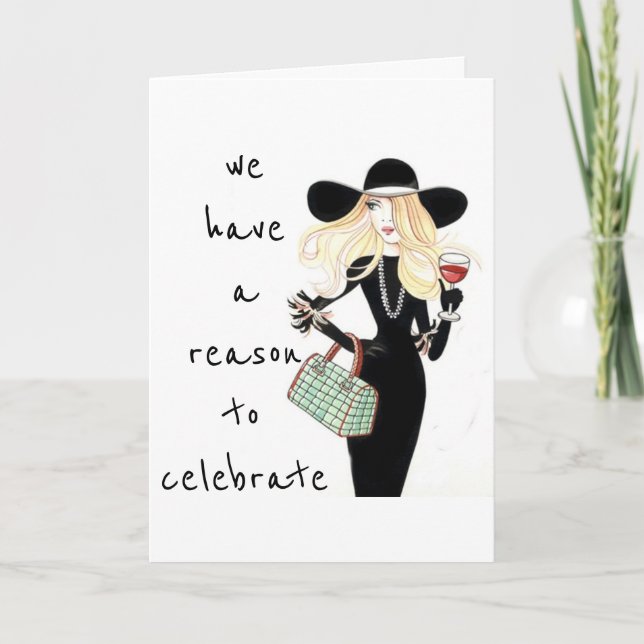 CARTE ANNIVERSAIRE FÉMININ ADULTE-FÊTONS VOTRE JOURNÉE ! (Devant)