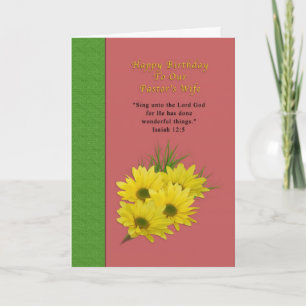 Carte Anniversaire, Femme du pasteur, Marguerites jaunes