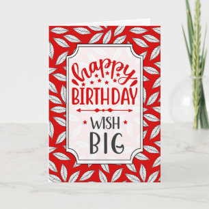 Carte Anniversaire Feuilles botaniques rouges et blancs