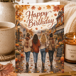 Carte Anniversaire Feuilles d'Automne avec des Amis Anni