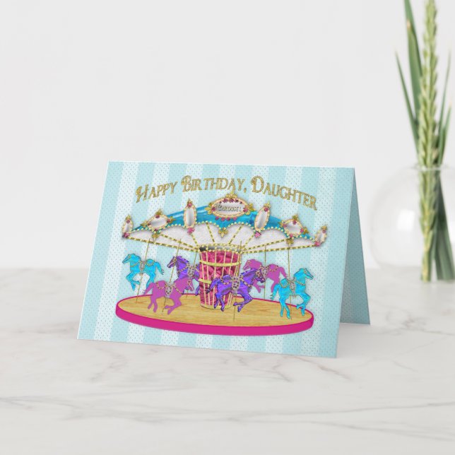 Carte Anniversaire - Fille - Carrousel (Devant)