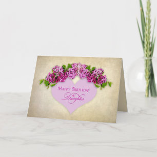 Carte ANNIVERSAIRE - FILLE - Élégance avec Lilacs & Coeu