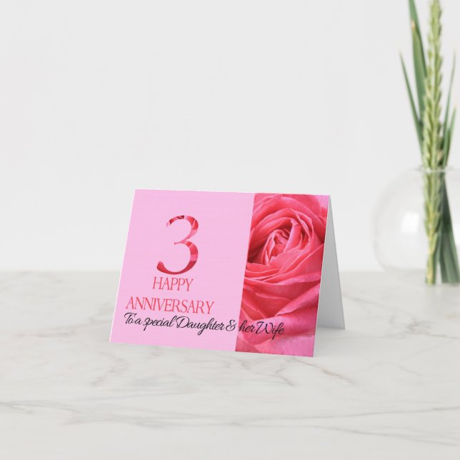 Carte anniversaire fille et femme Rose rose rose (Devant)