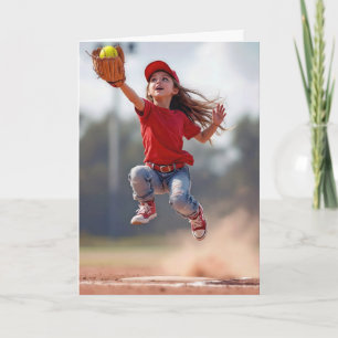 Carte Anniversaire Fille Saut à attraper un softball