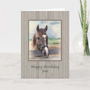 Carte Anniversaire, Fils, Cheval Brown avec Bridle