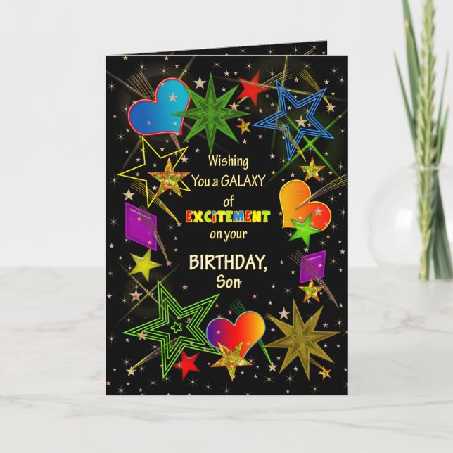 Carte Anniversaire, FILS, Galaxie Abstraite, Colorée (Devant)